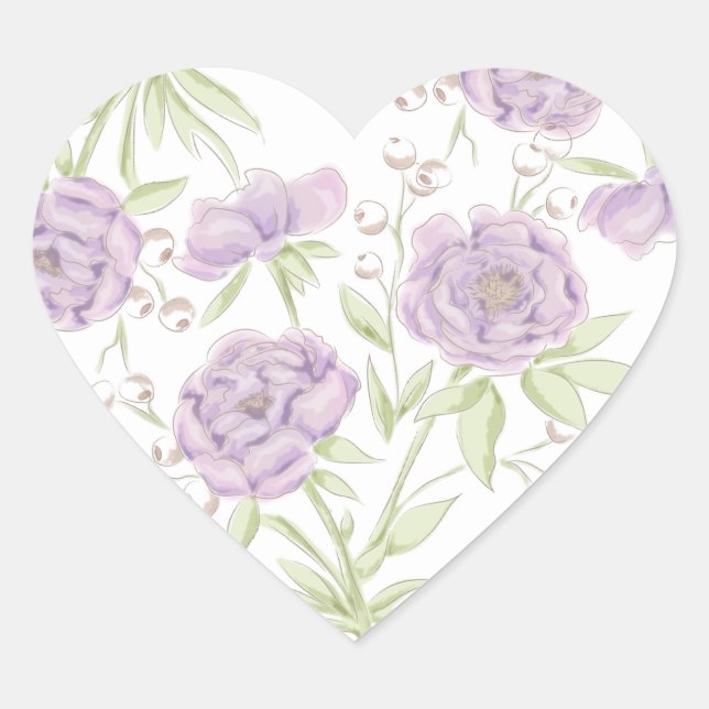 Adesivo Coração Casamento de Rosa Roxa Lavanda (Frente)