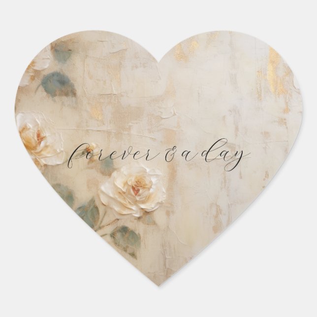 Adesivo Coração Casamento de Rosas Cream Peach (Frente)