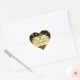Adesivo Coração Casamento de Rosas e Borboletas com Coração de Our