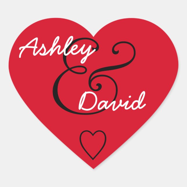 Adesivo Coração Casamento de Selagem de Envelope Vermelho V2 (Frente)