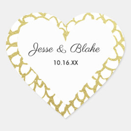 Adesivo Coração Casamento Dourado de Padrões Petais desenhados à m