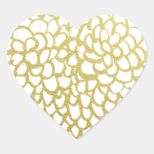 Adesivo Coração Casamento Dourado de Padrões Petais desenhados à m