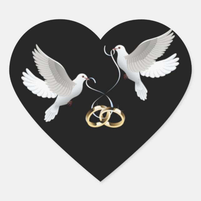 Adesivo Coração Casamento Doves Black Heart Stickers (Frente)