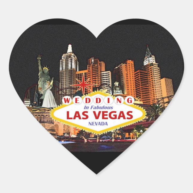 Adesivo Coração Casamento Em Las Vegas Sticker (Frente)