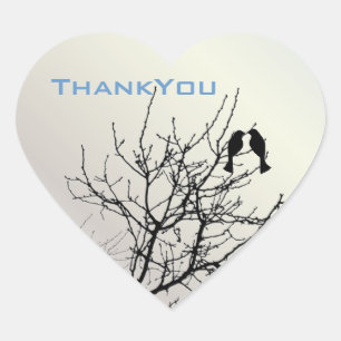 Adesivo Coração casamento entre aves rústicas de amor moderno