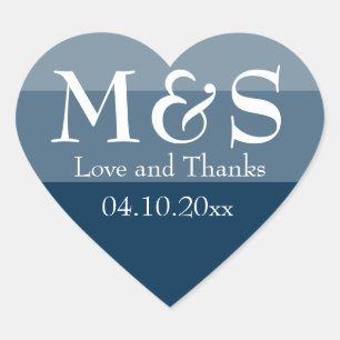 Adesivo Coração Casamento Escrito Chic Simples Moderno Azul Marinh