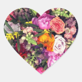 Adesivo Coração Casamento Floral Romântico Multicolor