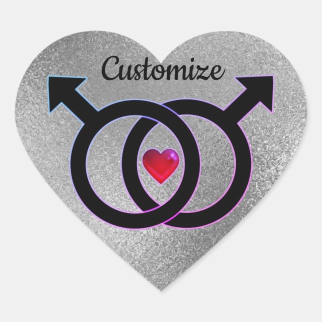 Adesivo Coração Casamento gay Silver Heart Sticker (Frente)