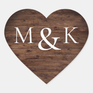 Adesivo Coração Casamento Inicial de Nome Elegante Moderno País Ru