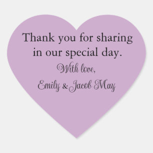 Adesivo Coração Casamento Lilac Personalizado