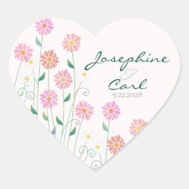 Adesivo Coração Casamento Minimalista das Visitas do País Bonito