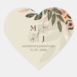 Adesivo Coração Casamento Minimalista Rustic Bohemian