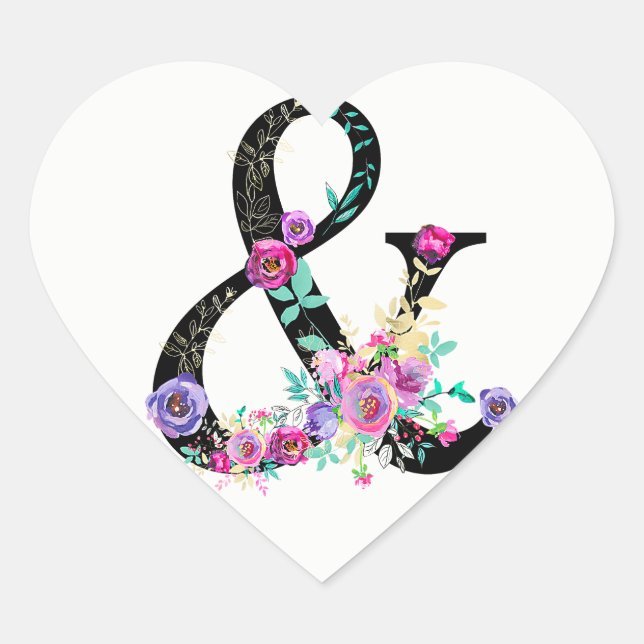 Adesivo Coração Casamento Moderno de Primavera com Ampersand Chiqu (Frente)