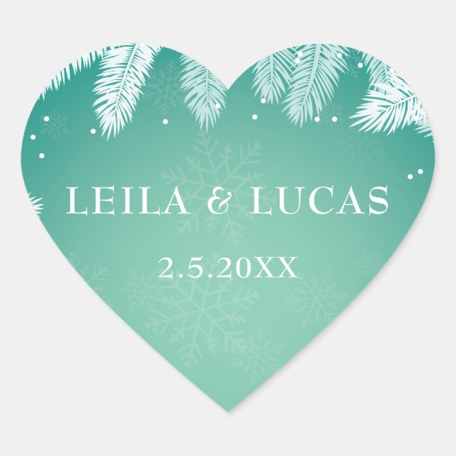 Adesivo Coração Casamento no inverno Elegante Personalizado (Frente)