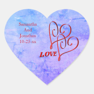 Adesivo Coração Casamento Personalizado de Corações Entusimesados 