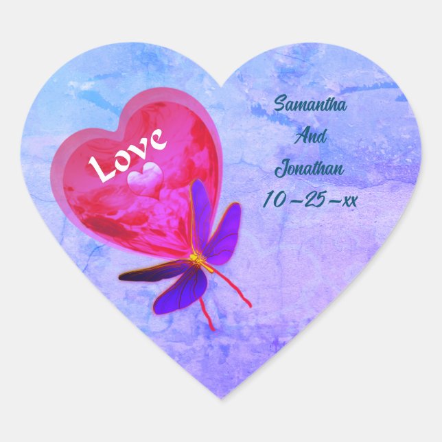 Adesivo Coração Casamento Personalizado do Baile do Coração do Amo (Frente)