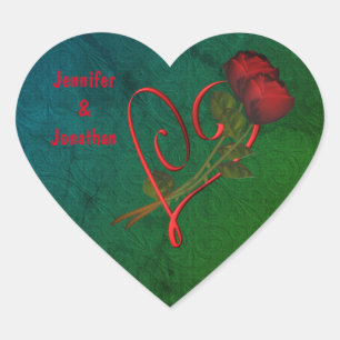 Adesivo Coração Casamento Personalizado do Coração Vermelho do Ros
