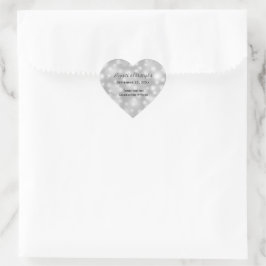 Adesivo Coração Casamento Personalizado Prata Cinza Branco