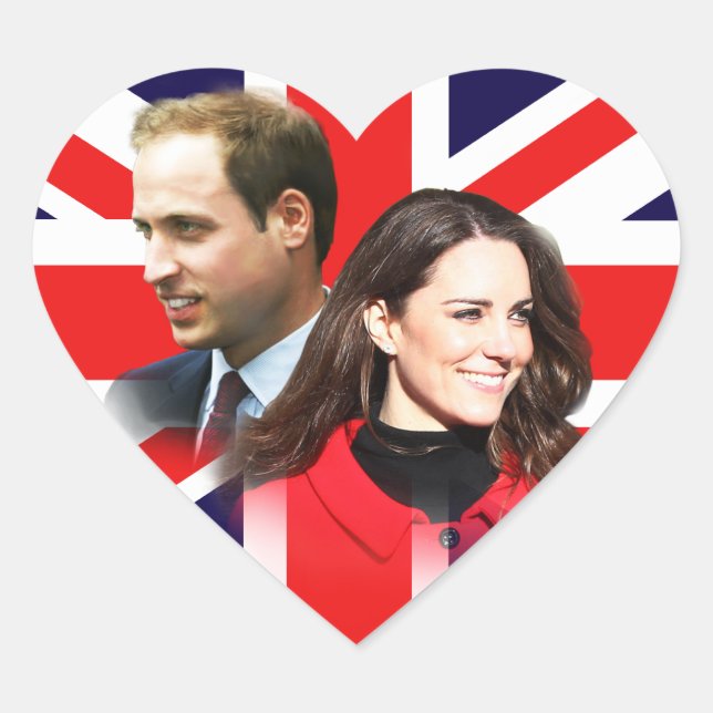 Adesivo Coração Casamento Real - William & Kate Heart Stickers (Frente)