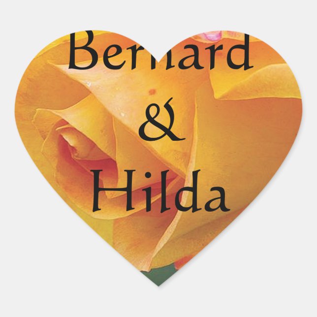 Adesivo Coração Casamento Rosa Amarelo (Frente)