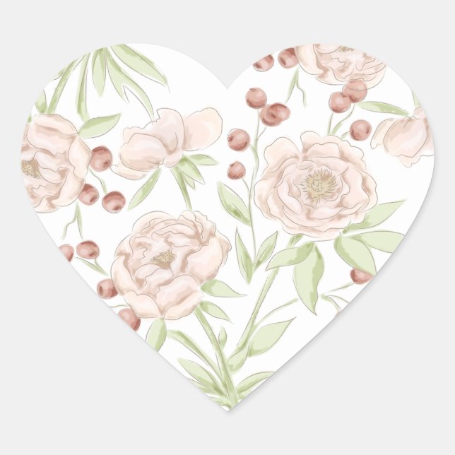 Adesivo Coração Casamento Rosa Bege (Frente)