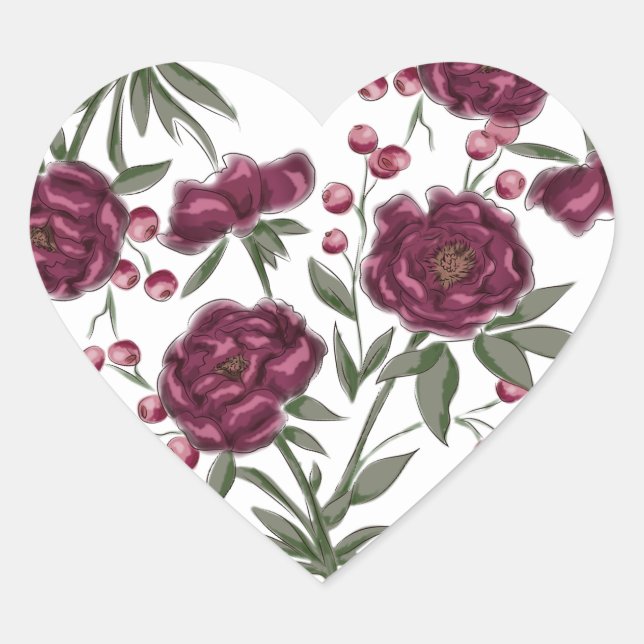 Adesivo Coração Casamento Rosa Marrom (Frente)