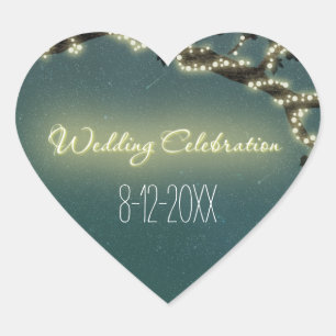 Adesivo Coração Casamento Russo Do Ramal De Árvore Encantado Favor