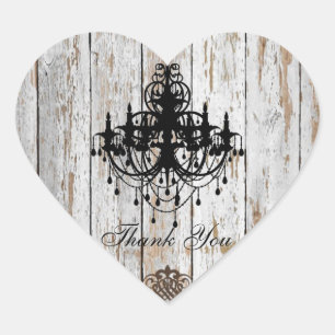 Adesivo Coração casamento rústico de madeira do país do celeiro
