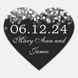 Adesivo Coração Casamento Salve As Luzes De Prata De Data