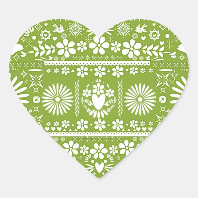 Adesivo Coração Casamento Verde Abacate Lima Picado Mexicano (Frente)