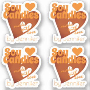Adesivo Coração Castanho Laranja Chic Feita com Velas de S