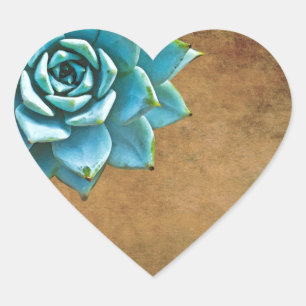 Adesivo Coração Castanho Russo com Aquarela Suculta