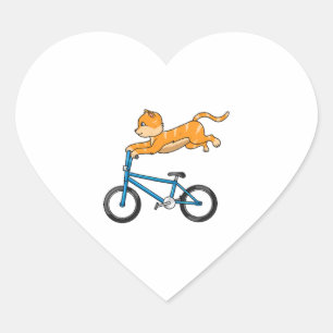 Adesivo Coração Cat Andando Um Bmx