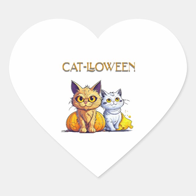 Adesivo Coração Cat Halloween (Frente)