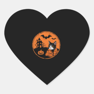 Adesivo Coração Cat Halloween Art 2024 Kitten Cats Men Women Kids