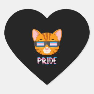 Adesivo Coração Cat Transgender Flag Lgbt