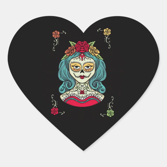 Adesivo Coração Catrina Día de Muertos Web (Frente)