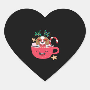 Adesivo Coração Cavalier King Charles Spaniel Teacup Xmas Holiday