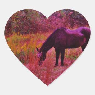 Adesivo Coração Cavalo em um campo colorido do caleidoscópio