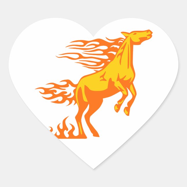 Adesivo Coração Cavalo nas chamas (Frente)