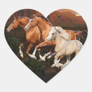 Adesivo Coração cavalos selvagens do Arizona
