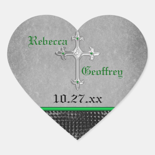 Adesivo Coração Céltica Verde, Preto, Cinza Vinheta (Frente)