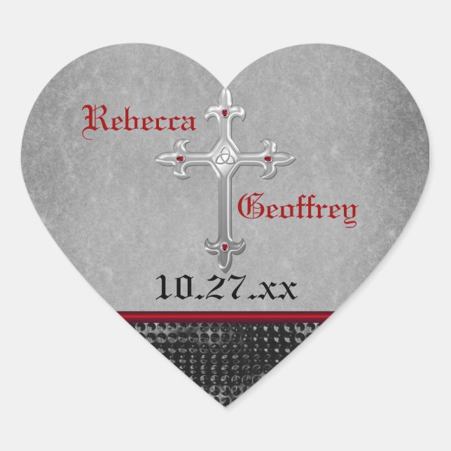 Adesivo Coração Céltica Vermelha, Preta, Cinza Vinheta (Frente)