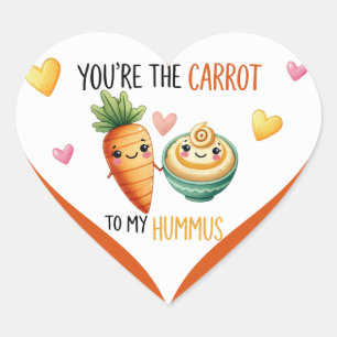 Adesivo Coração Cenoura e Hummus Kawaii Fofos