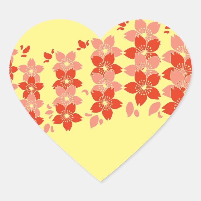 Adesivo Coração Cereja Flor Vermelho Rosa (Frente)