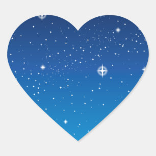 Adesivo Coração Céu nocturno estrelado azul profundo