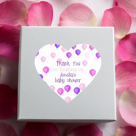 Adesivo Coração Chá de Bebê Balão de Aquarela Rosa