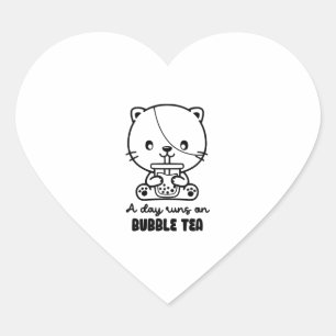 Adesivo Coração Chá De Bolha De Gato, Boba Tea Clipart
