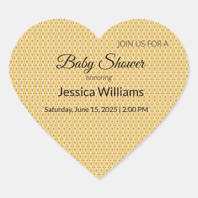 Adesivo Coração Chá de fraldas Cute Boho Sexo Neutro, Personalizáv (Frente)