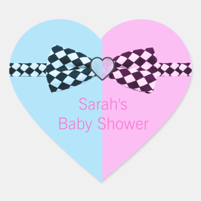 Adesivo Coração Chá de fraldas De Menino Azul E/Ou Rosa (Frente)